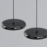 Modern Round Metallic LED Pendant Light for Kitchen Island and Dining Room Black or Chrome