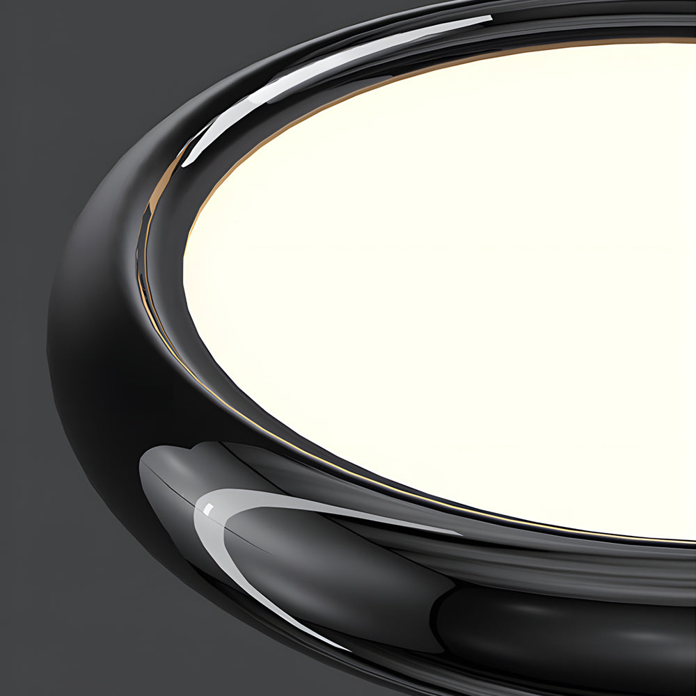 Modern Round Metallic LED Pendant Light for Kitchen Island and Dining Room Black or Chrome