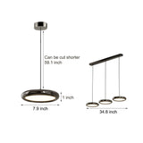 Modern Round Metallic LED Pendant Light for Kitchen Island and Dining Room Black or Chrome