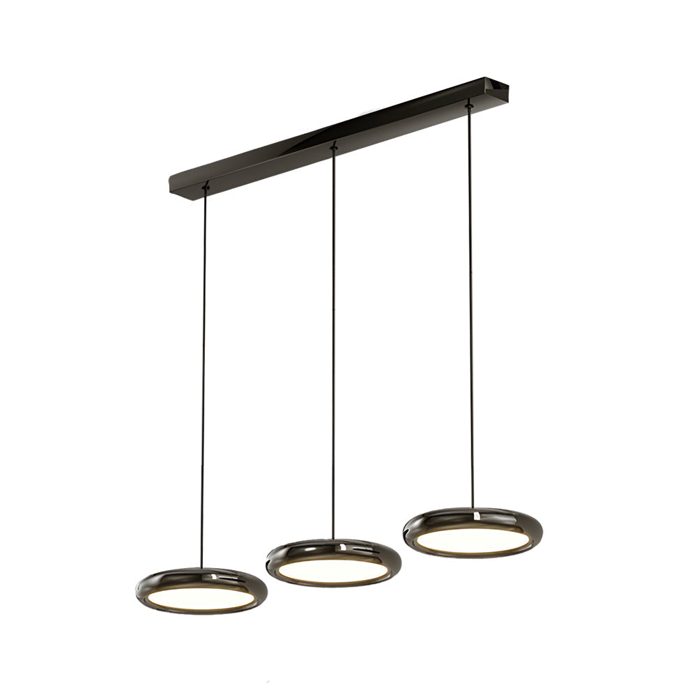 Modern Round Metallic LED Pendant Light for Kitchen Island and Dining Room Black or Chrome
