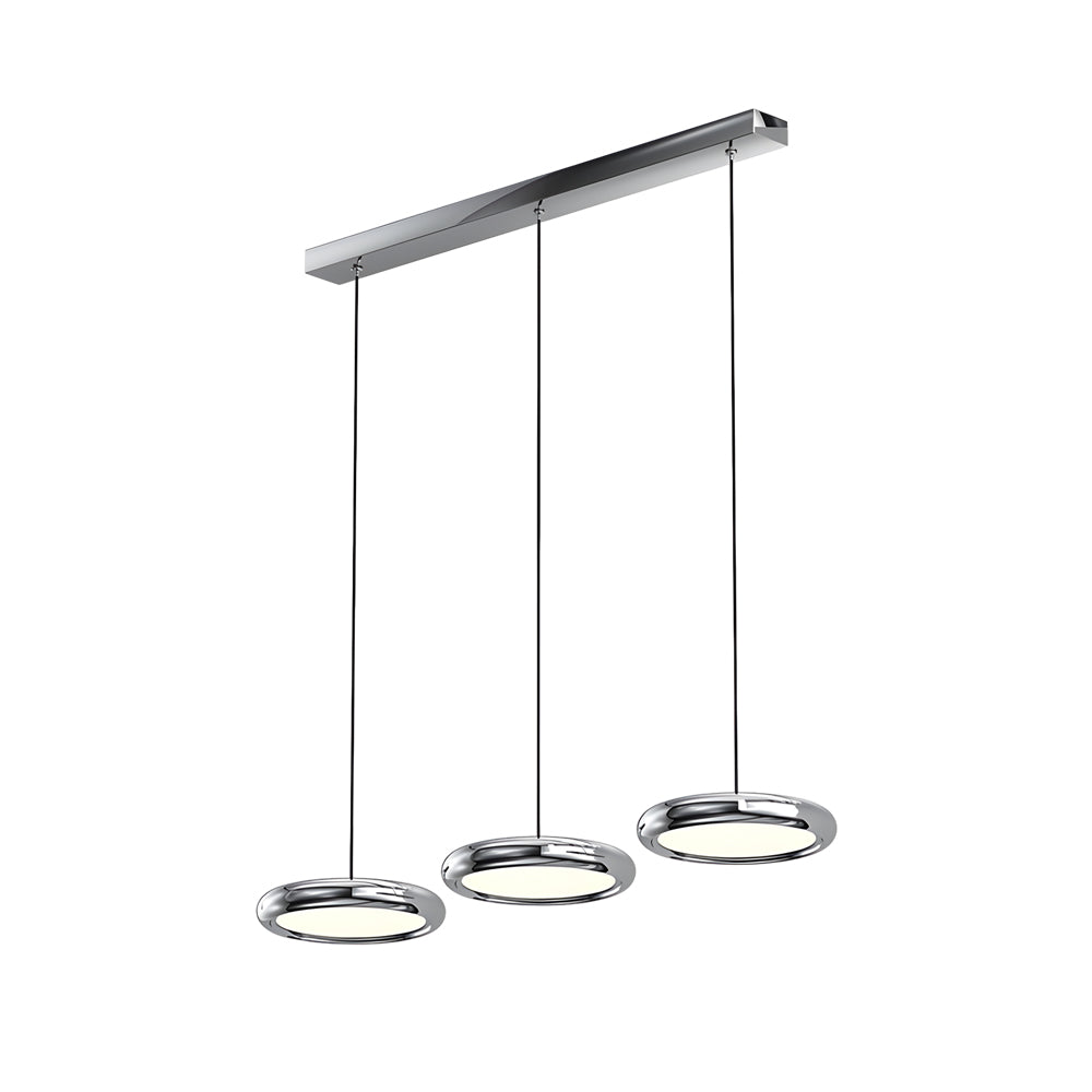 Modern Round Metallic LED Pendant Light for Kitchen Island and Dining Room Black or Chrome