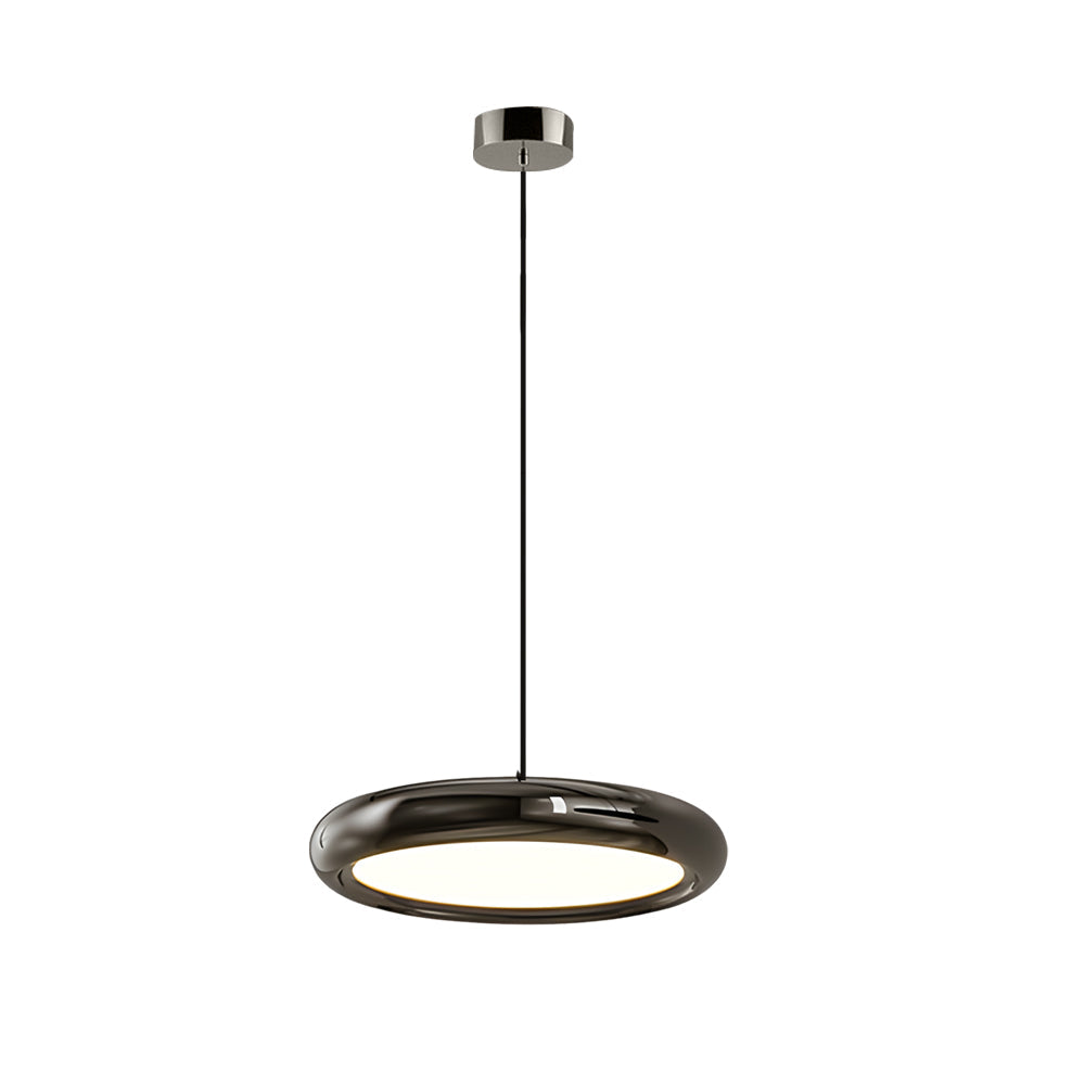 Modern Round Metallic LED Pendant Light for Kitchen Island and Dining Room Black or Chrome