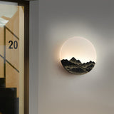 Modern Round Mountain Design Exterior LED Wall Light Waterproof Stainless Steel Sconce for Yard