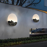 Modern Round Mountain Design Exterior LED Wall Light Waterproof Stainless Steel Sconce for Yard