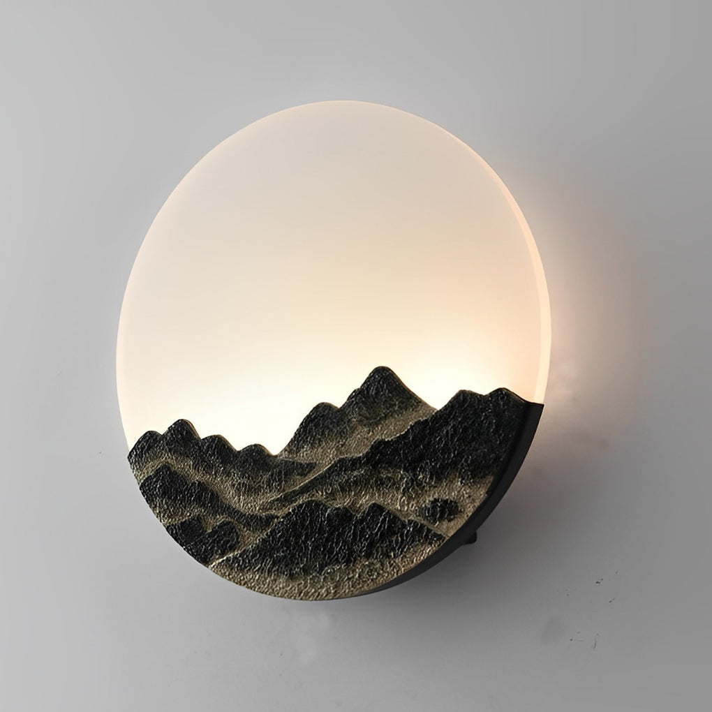 Modern Round Mountain Design Exterior LED Wall Light Waterproof Stainless Steel Sconce for Yard