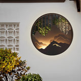 Modern Round Mountain Scenery LED Waterproof Outdoor Wall Sconce Lamp for Exterior Decor