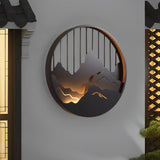 Modern Round Mountain Scenery LED Waterproof Outdoor Wall Sconce Lamp for Exterior Decor