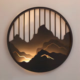Modern Round Mountain Scenery LED Waterproof Outdoor Wall Sconce Lamp for Exterior Decor