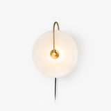 Modern Round Natural Alabaster LED Plug In Wall Sconce Ambient Indoor Lighting Fixture