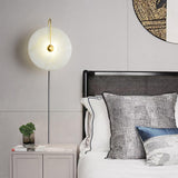 Modern Round Natural Alabaster LED Plug In Wall Sconce Ambient Indoor Lighting Fixture