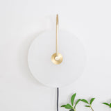 Modern Round Natural Alabaster LED Plug In Wall Sconce Ambient Indoor Lighting Fixture