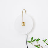 Modern Round Natural Alabaster LED Plug In Wall Sconce Ambient Indoor Lighting Fixture