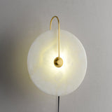 Modern Round Natural Alabaster LED Plug In Wall Sconce Ambient Indoor Lighting Fixture