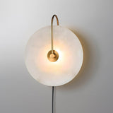 Modern Round Natural Alabaster LED Plug In Wall Sconce Ambient Indoor Lighting Fixture