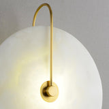 Modern Round Natural Alabaster LED Plug In Wall Sconce Ambient Indoor Lighting Fixture