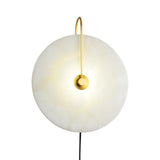 Modern Round Natural Alabaster LED Plug In Wall Sconce Ambient Indoor Lighting Fixture