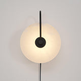 Modern Round Natural Alabaster LED Plug In Wall Sconce Ambient Indoor Lighting Fixture