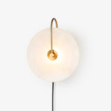 Modern Round Natural Alabaster LED Plug In Wall Sconce Ambient Indoor Lighting Fixture