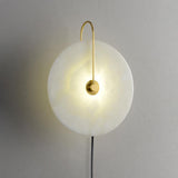 Modern Round Natural Alabaster LED Plug In Wall Sconce Ambient Indoor Lighting Fixture