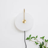 Modern Round Natural Alabaster LED Plug In Wall Sconce Ambient Indoor Lighting Fixture