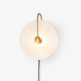 Modern Round Natural Alabaster LED Plug In Wall Sconce Ambient Indoor Lighting Fixture