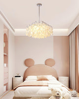 Modern Round Natural Shell Chandelier Luxury Coastal Pendant Lighting for Dining Room