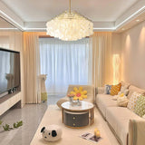 Modern Round Natural Shell Chandelier Luxury Coastal Pendant Lighting for Dining Room