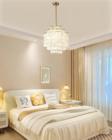 Modern Round Natural Shell Chandelier Luxury Coastal Pendant Lighting for Dining Room