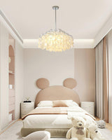 Modern Round Natural Shell Chandelier Luxury Coastal Pendant Lighting for Dining Room