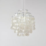 Modern Round Natural Shell Chandelier Luxury Coastal Pendant Lighting for Dining Room