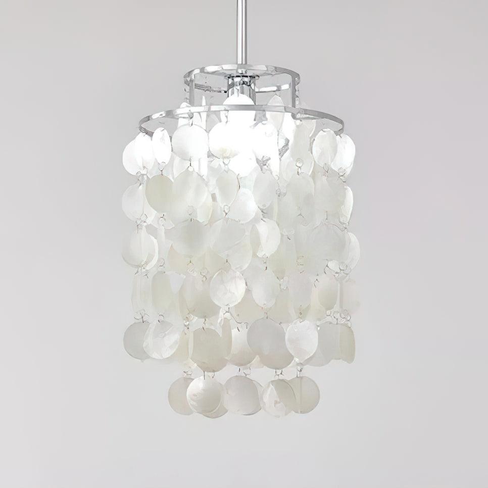Modern Round Natural Shell Chandelier Luxury Coastal Pendant Lighting for Dining Room