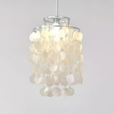Modern Round Natural Shell Chandelier Luxury Coastal Pendant Lighting for Dining Room