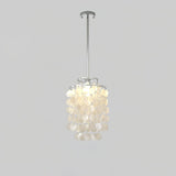 Modern Round Natural Shell Chandelier Luxury Coastal Pendant Lighting for Dining Room