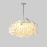 Modern Round Natural Shell Chandelier Luxury Coastal Pendant Lighting for Dining Room