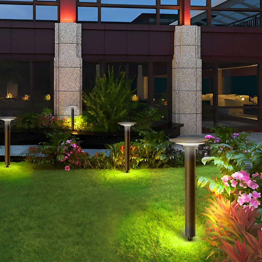 Modern Round Outdoor Solar Pathway Light Waterproof LED Lawn Lamp for Garden Decor