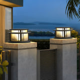 Modern Round Outdoor Waterproof Solar Post Light Black LED Pillar Cap Lantern for Garden Fences