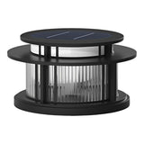 Modern Round Outdoor Waterproof Solar Post Light Black LED Pillar Cap Lantern for Garden Fences