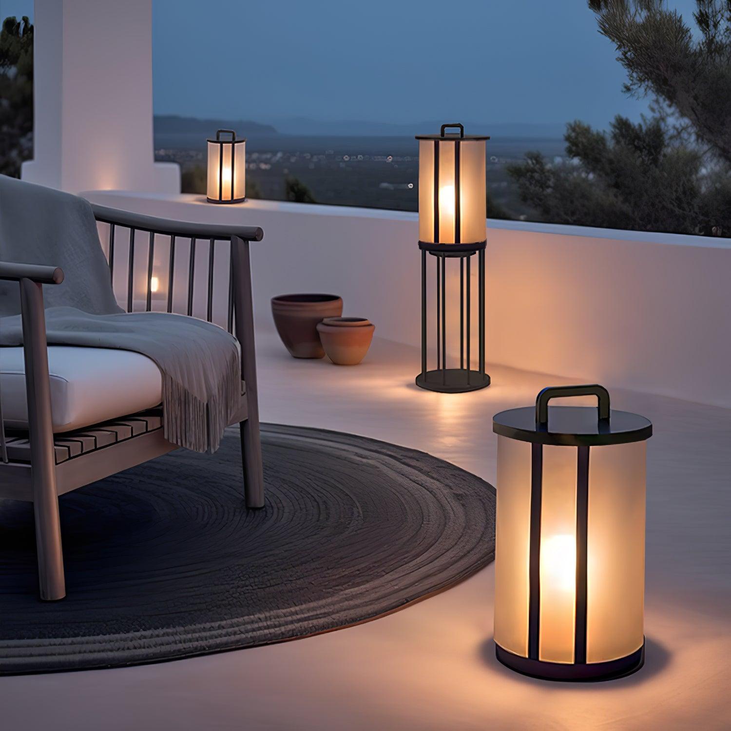 Modern Round Pillar Acrylic Lantern Outdoor Landscape Light for Garden and Pathway