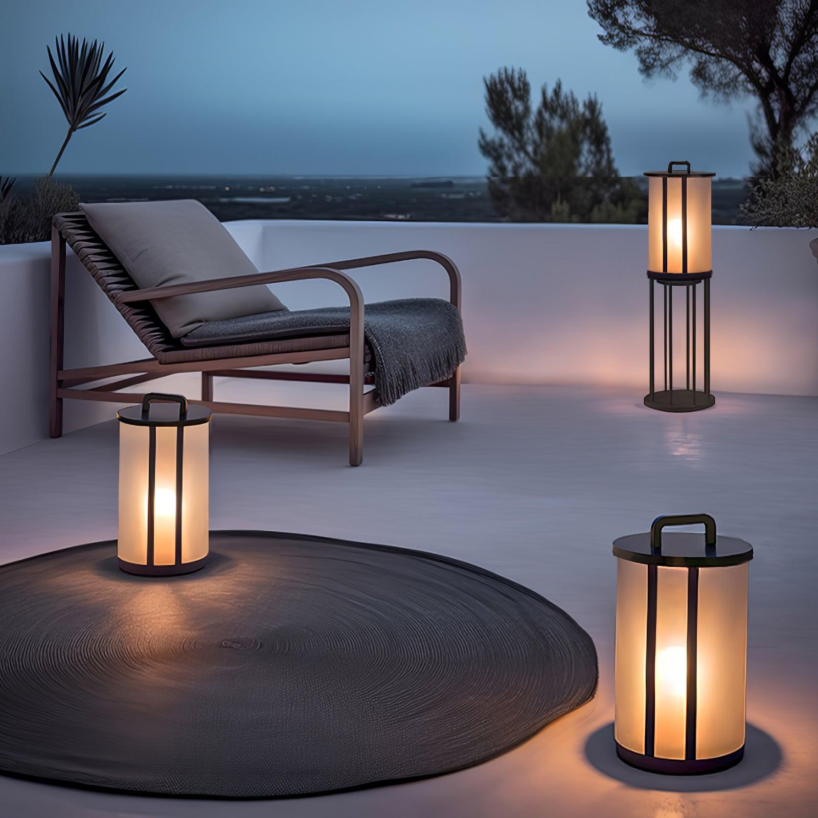 Modern Round Pillar Acrylic Lantern Outdoor Landscape Light for Garden and Pathway