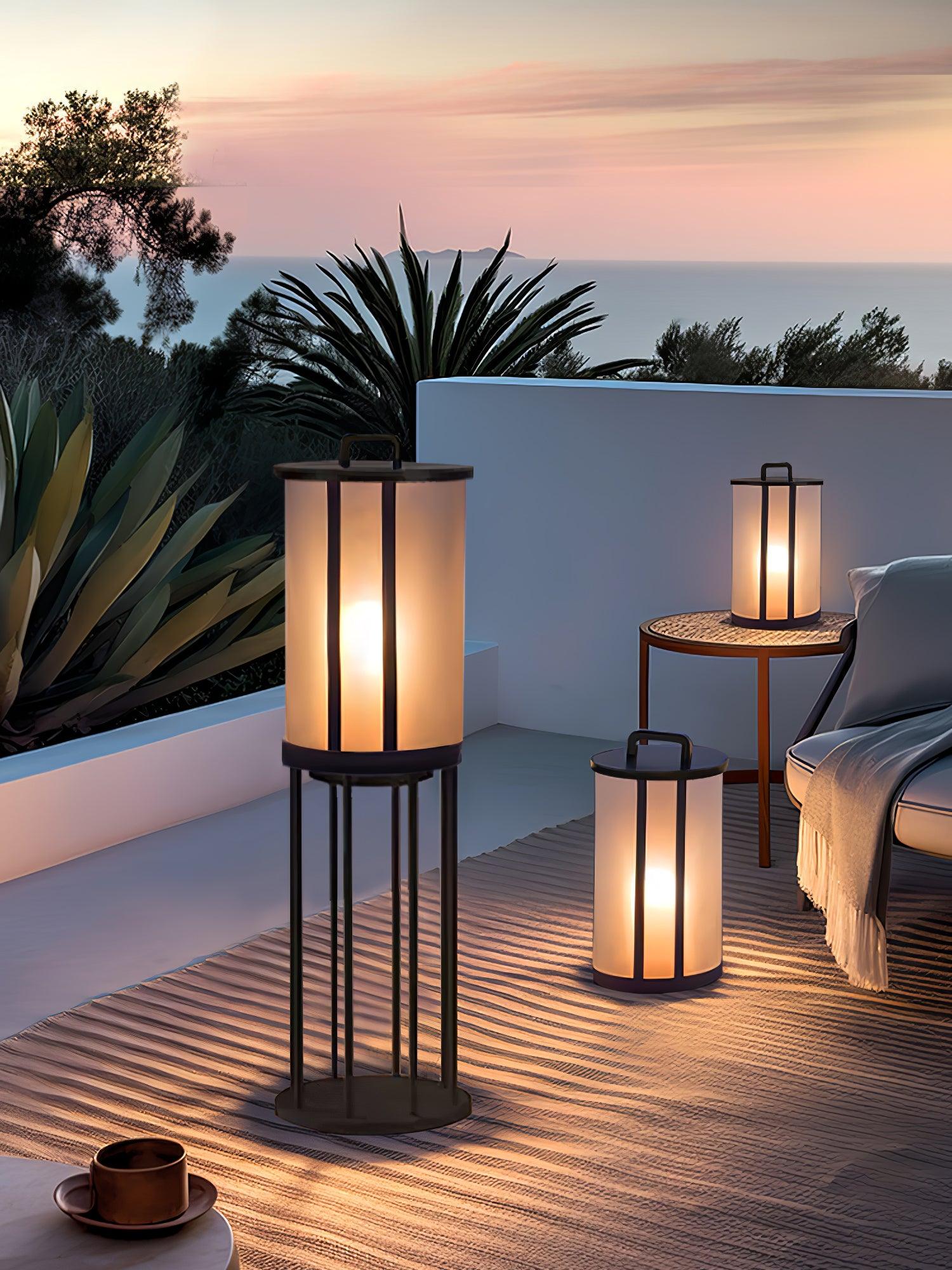 Modern Round Pillar Acrylic Lantern Outdoor Landscape Light for Garden and Pathway