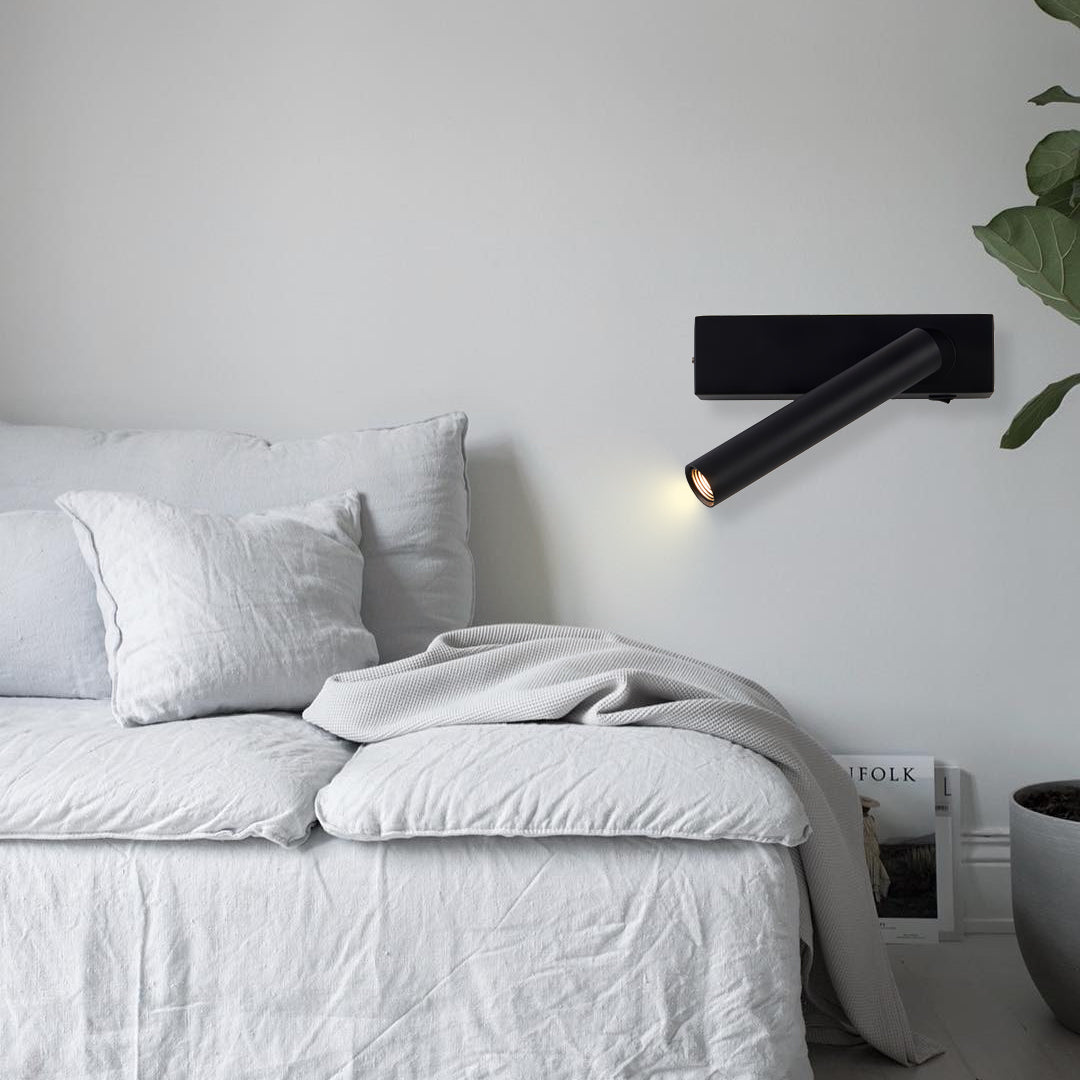 Modern Round Recessed LED Bedside Wall Lamp Metal Sconce for Minimalist Interior Lighting