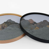 Modern Round Rock Slab Wall Sconce with Mountain Scenery Painting LED Lighting
