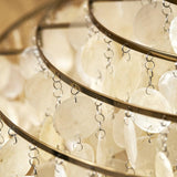 Modern Round Shell Pendant Light Coastal Chandelier for Living Room and Bedroom