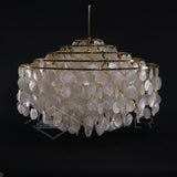 Modern Round Shell Pendant Light Coastal Chandelier for Living Room and Bedroom