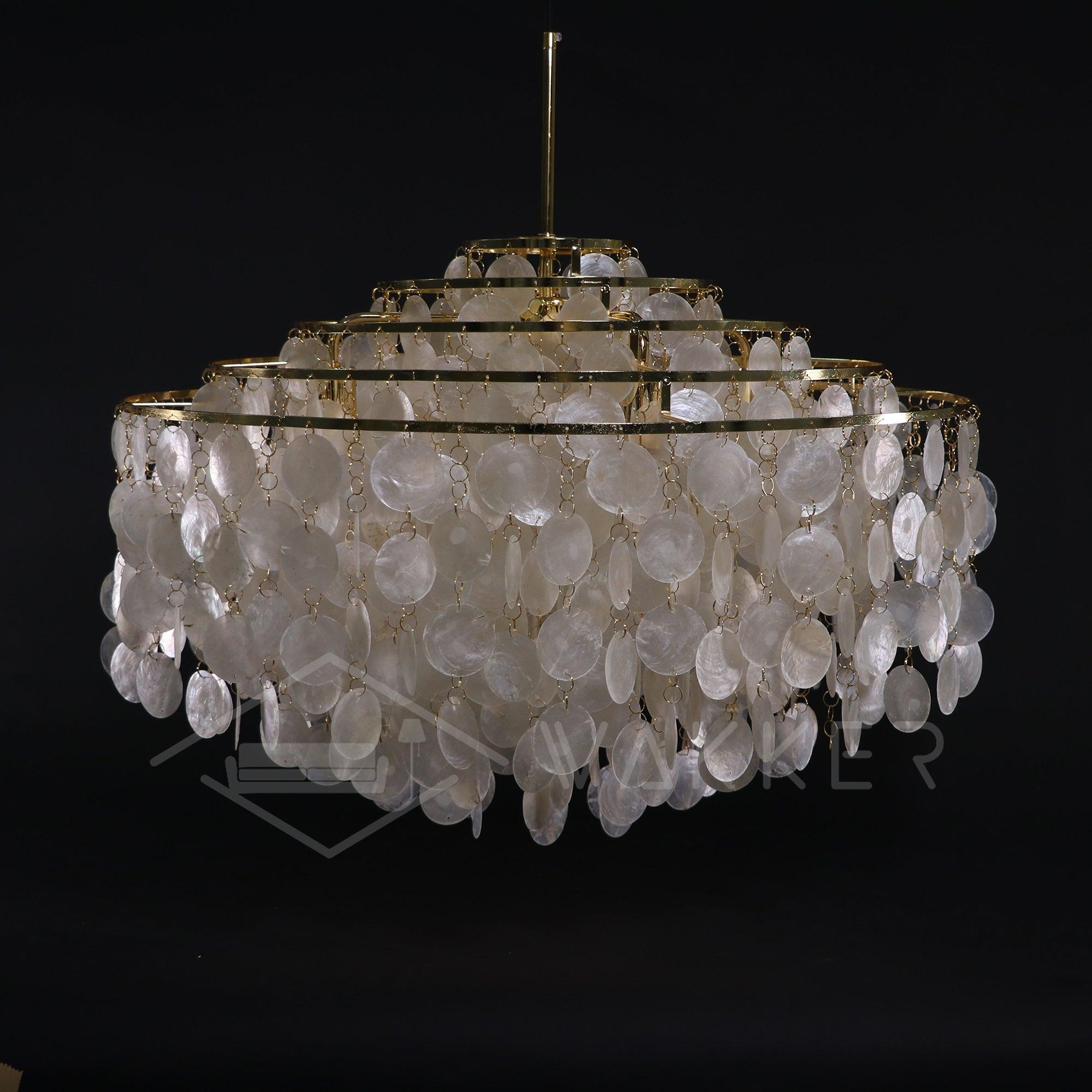 Modern Round Shell Pendant Light Coastal Chandelier for Living Room and Bedroom