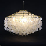 Modern Round Shell Pendant Light Coastal Chandelier for Living Room and Bedroom
