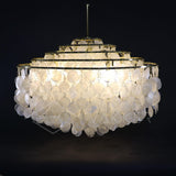 Modern Round Shell Pendant Light Coastal Chandelier for Living Room and Bedroom