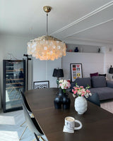 Modern Round Shell Pendant Light Coastal Chandelier for Living Room and Bedroom