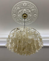 Modern Round Shell Pendant Light Coastal Chandelier for Living Room and Bedroom
