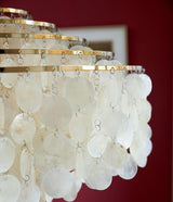 Modern Round Shell Pendant Light Coastal Chandelier for Living Room and Bedroom